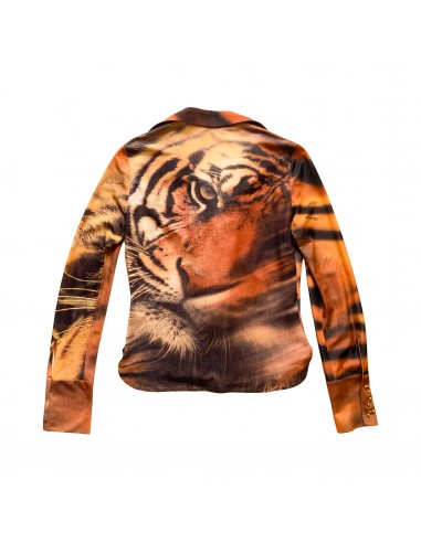 Roberto Cavalli F/W 2000 Iconic Tiger Silk Shirt Faites des économies