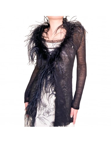 Blumarine 2000' feather black cardi brillant des détails fins