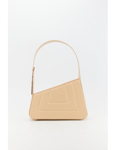 BEIGE Asymmetric Leather Quilted Bag soldes