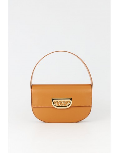 TOBACCO Geometric Leather Bag with Golden Latch M en linge