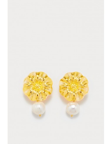 White Daisy Pearl Earrings pas cheres