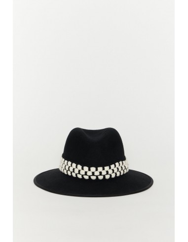 Black Felt Fedora with Colorblock Band de France