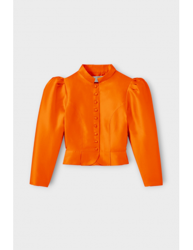 ORANGE Satin Puff Sleeve Jacket plus qu'un jeu 